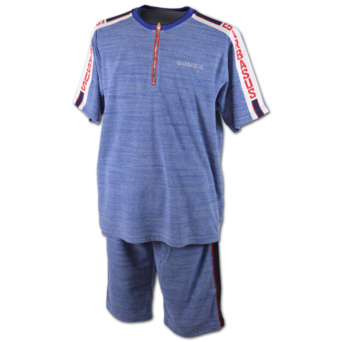 アンジェロ ガルバス 上下セット Tシャツ ショートパンツ メンズ 春夏用 白 青 ブルー M L 91-6303-03の画像