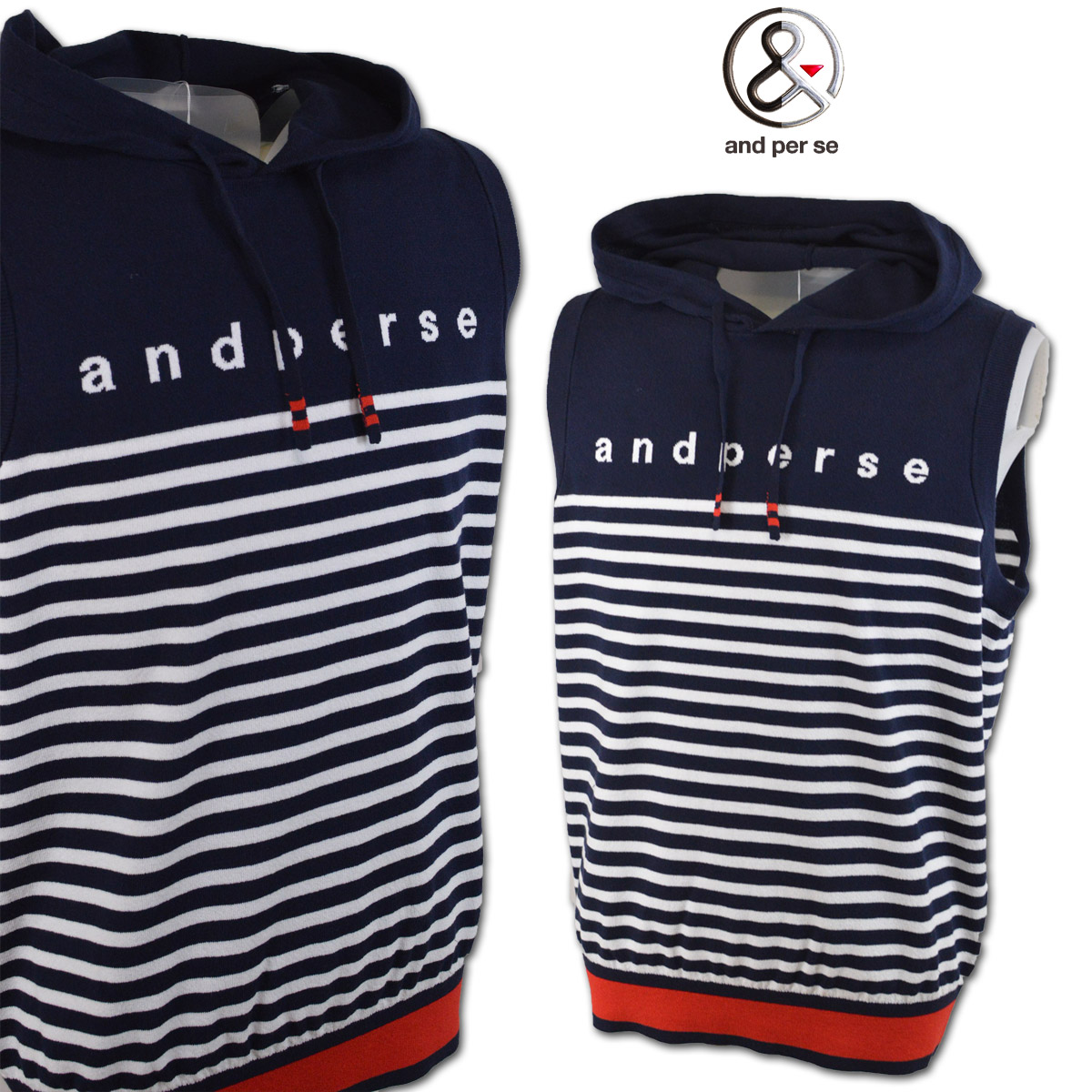 and per se（アンパスィ） ニットベスト メンズ 春夏用 紺 M L