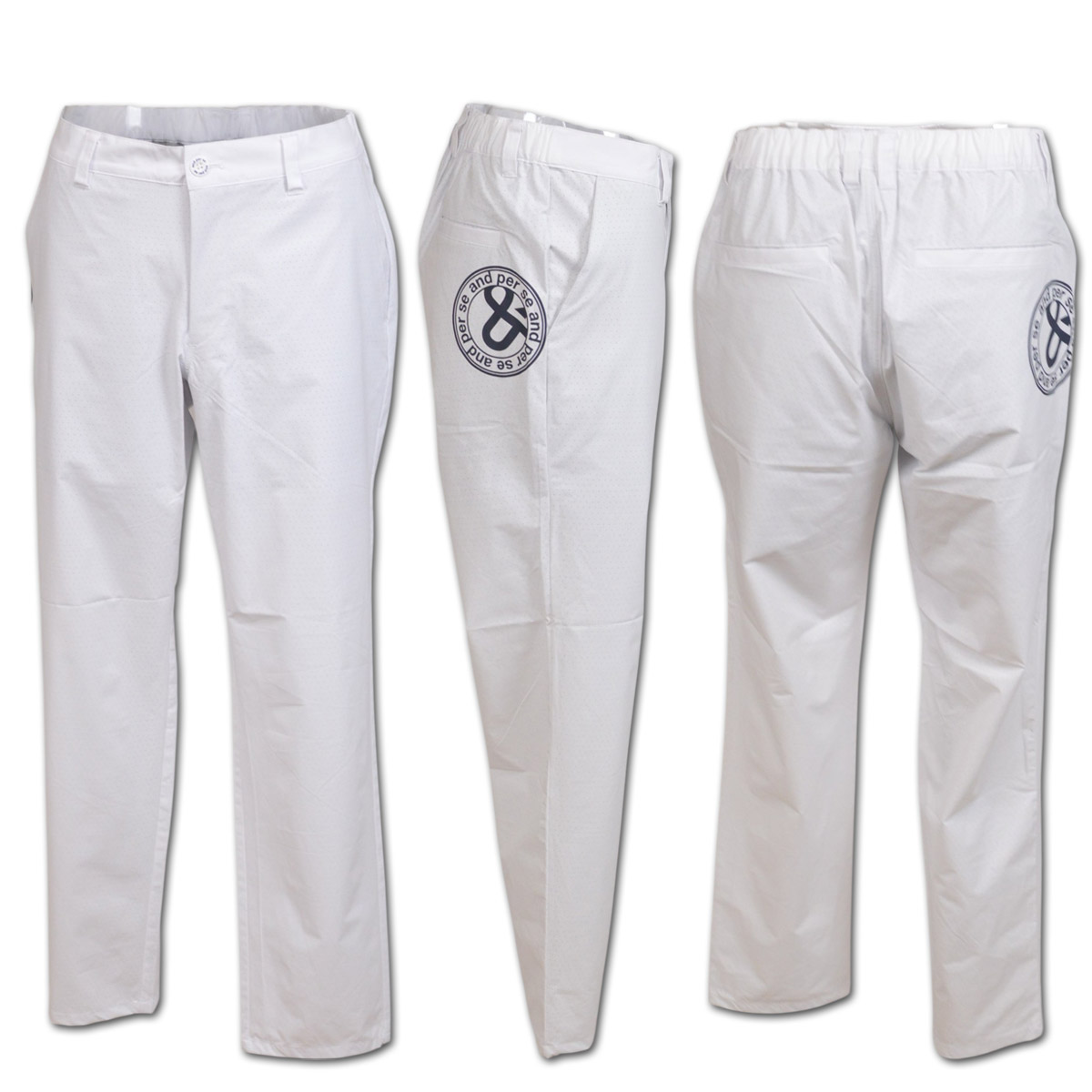 Lサイズ ★新品 アンパスィ ストレッチ ゴルフパンツ 白 AMF5043F3 and per se（アンパスィ） パンツ ゴルフ ゴルフウェア メンズ 春夏用