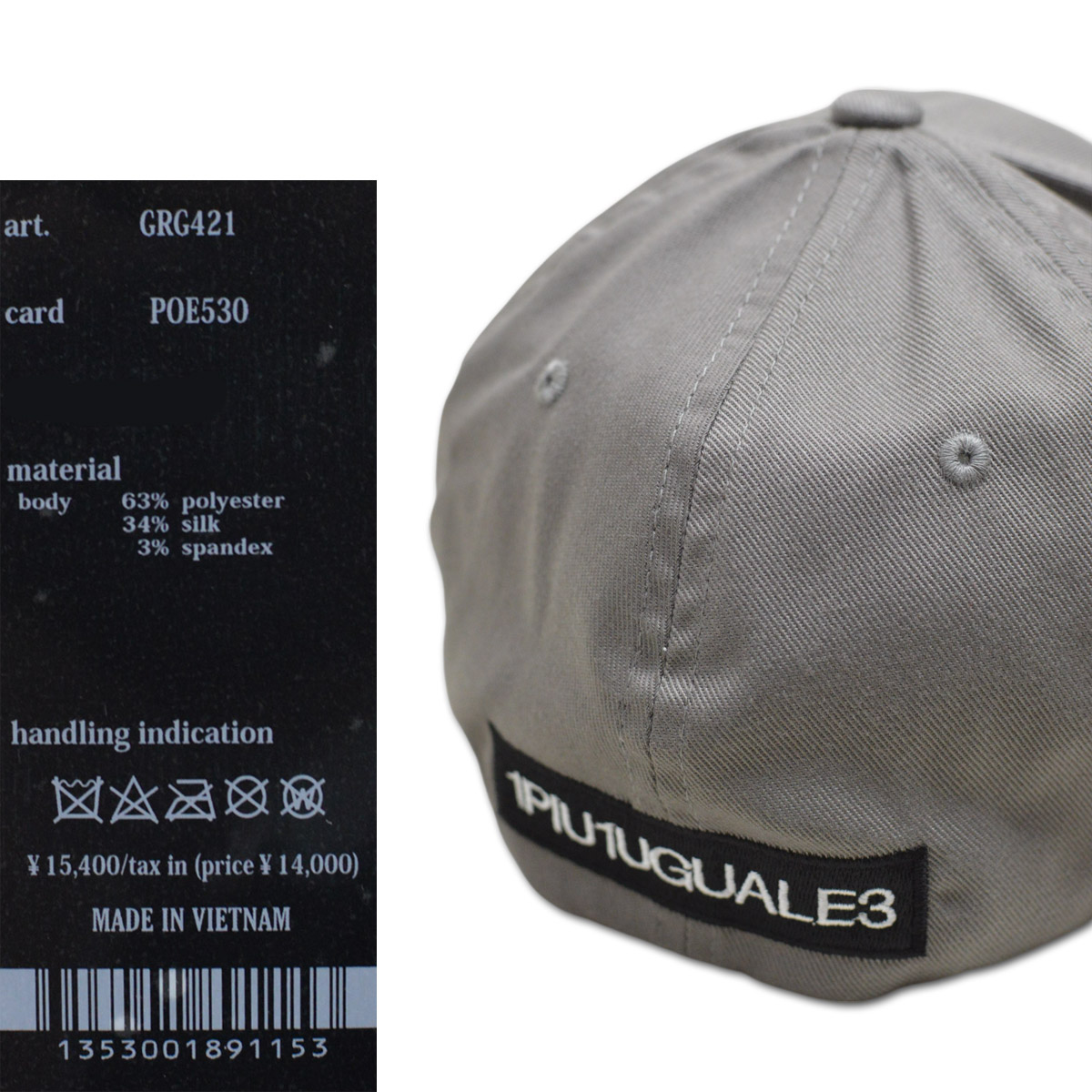 1PIU1UGUALE3 GOLF キャップ帽子 メンズ 白 黒 グレー grg421 : ROUND