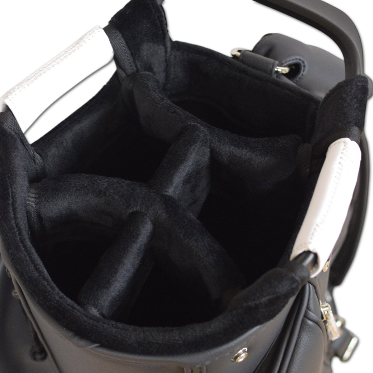 ★muta MARINE ゴルフバッグ ブラック　ヘッドカバー付 muta キャディバッグ ヘッドカバーセット ゴルフ メンズ 白 黒 8.5