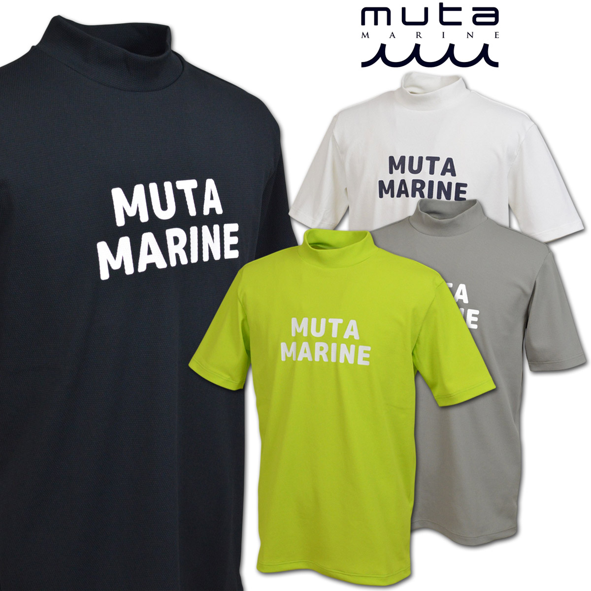 着用1回　muta marine ゴルフ　半袖ハイネックシャツ　モックネック　6 muta（ムータ） 半袖ハイネックシャツ ゴルフ ゴルフウェア メンズ