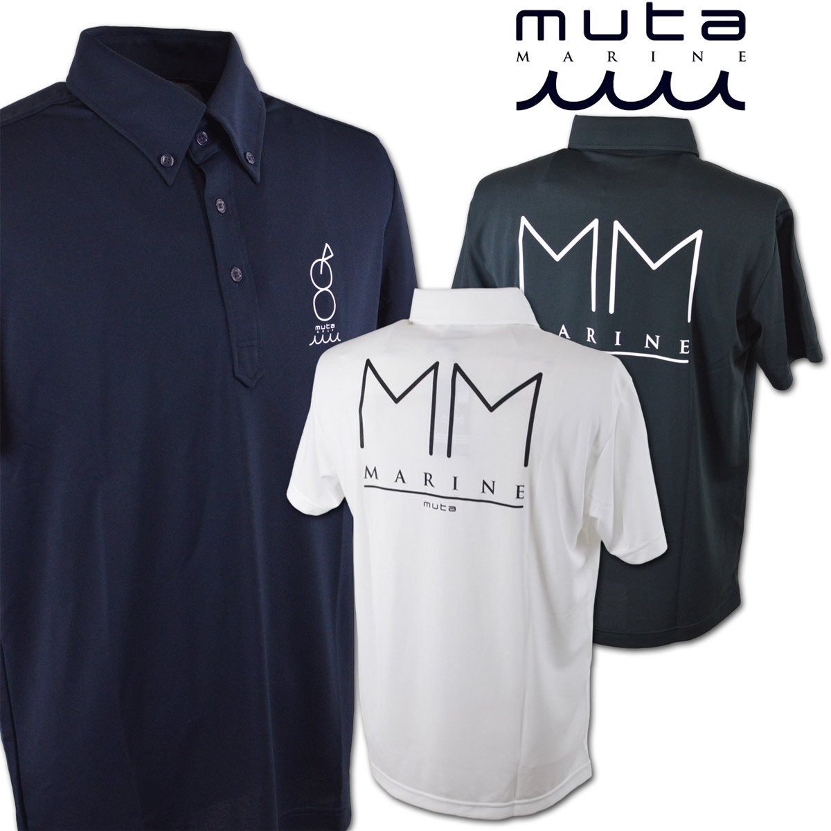 美品　muta MARINE GOLFムータマリンゴルフ　半袖ポロシャツ　4 muta（ムータ） muta marine golf 半袖ポロシャツ メンズ マリン