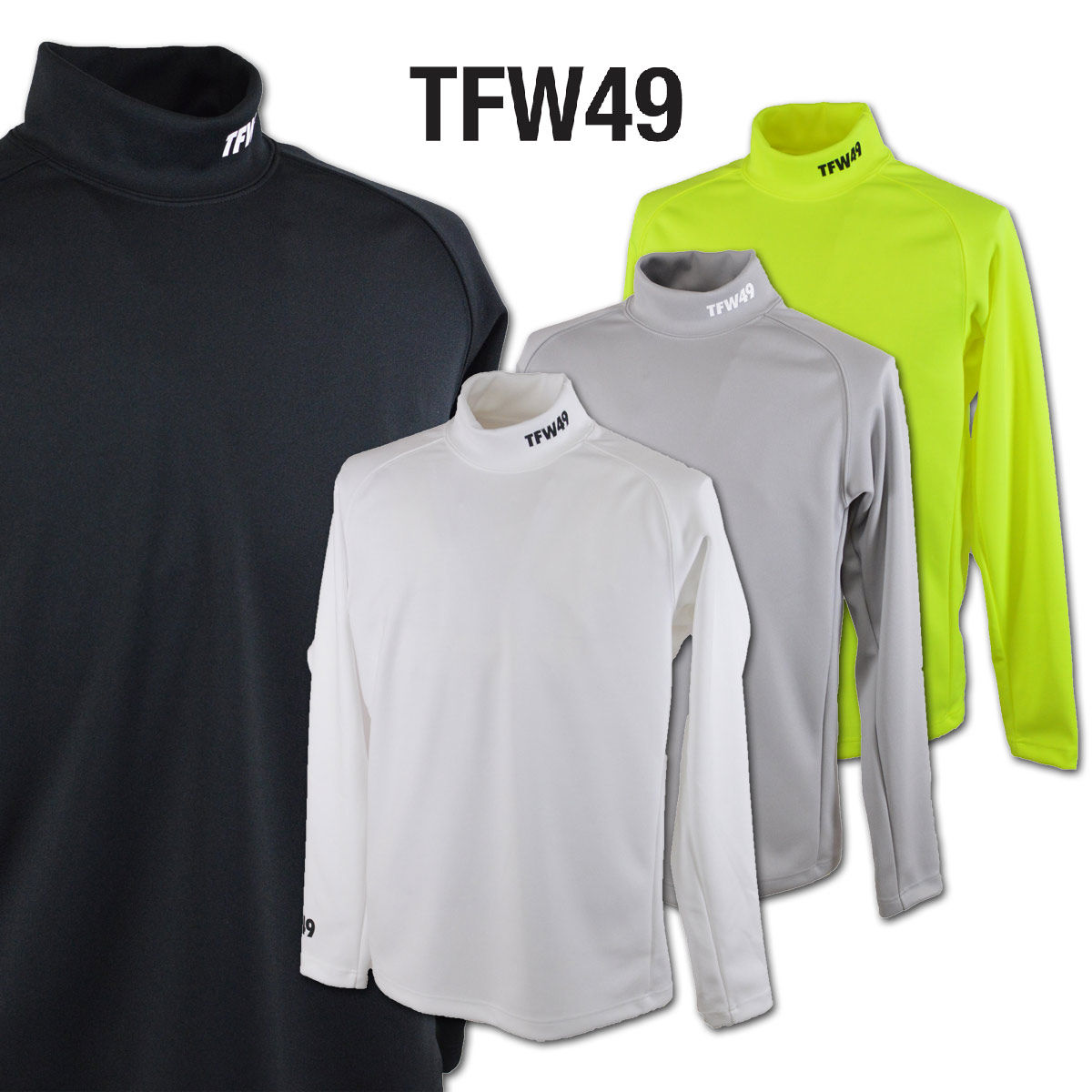 TFW49 長袖ハイネックシャツ メンズ 秋冬用 白 グレー イエロー 黒 