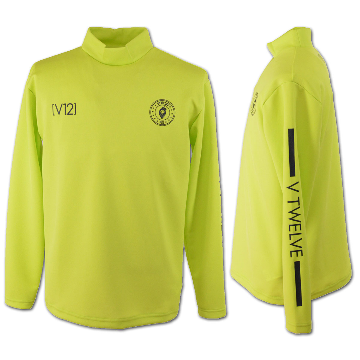 新品　v12 モックネック ゴルフウェア　　メンズ　L イエロー V12 - VER LOGO L/S MOCK | モックネック長袖 | Tシャツ | ピンク