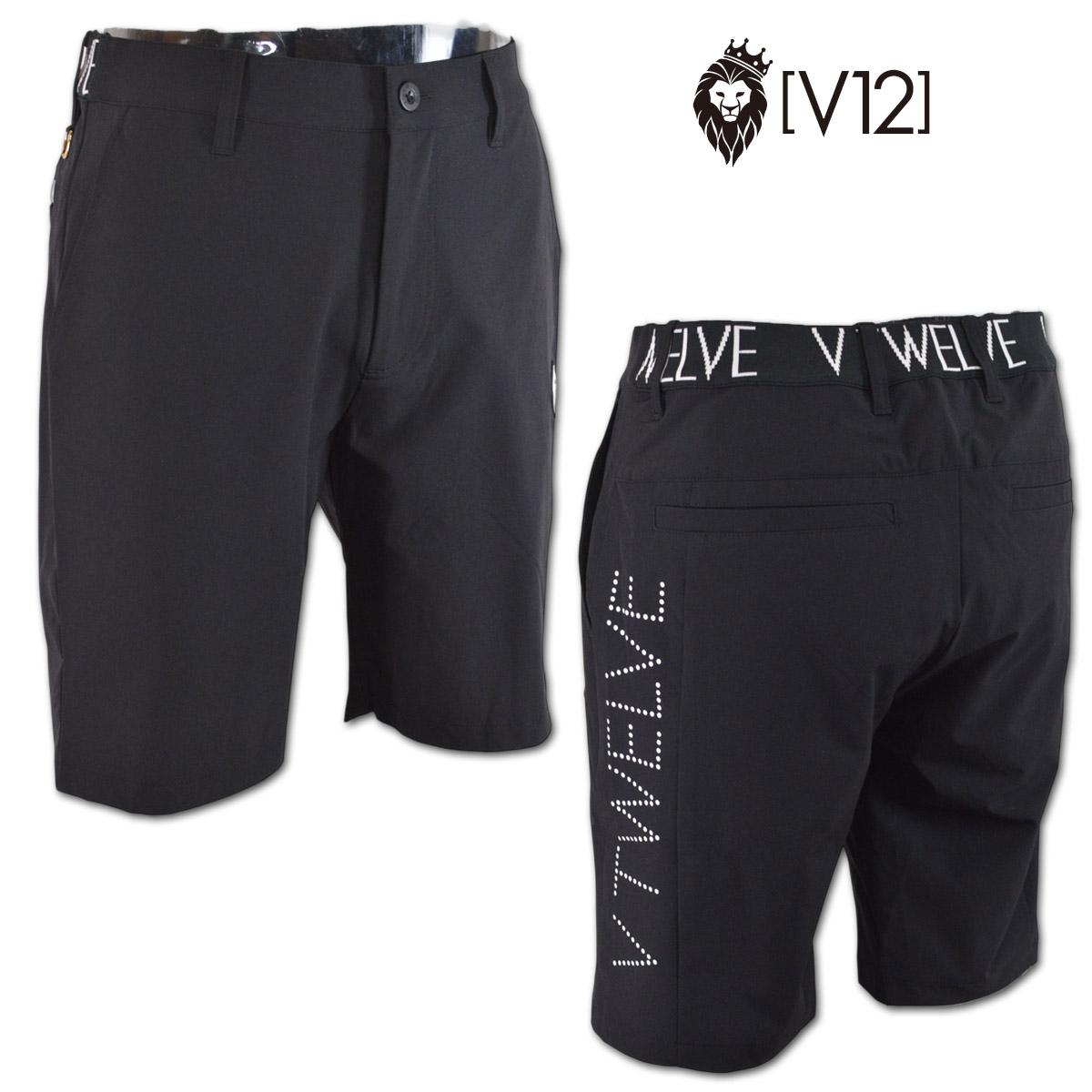 V12 ゴルフ ショートパンツ ブラック L V12（ヴィ・トゥエルヴ） ショートパンツ ゴルフ ゴルフウェア メンズ