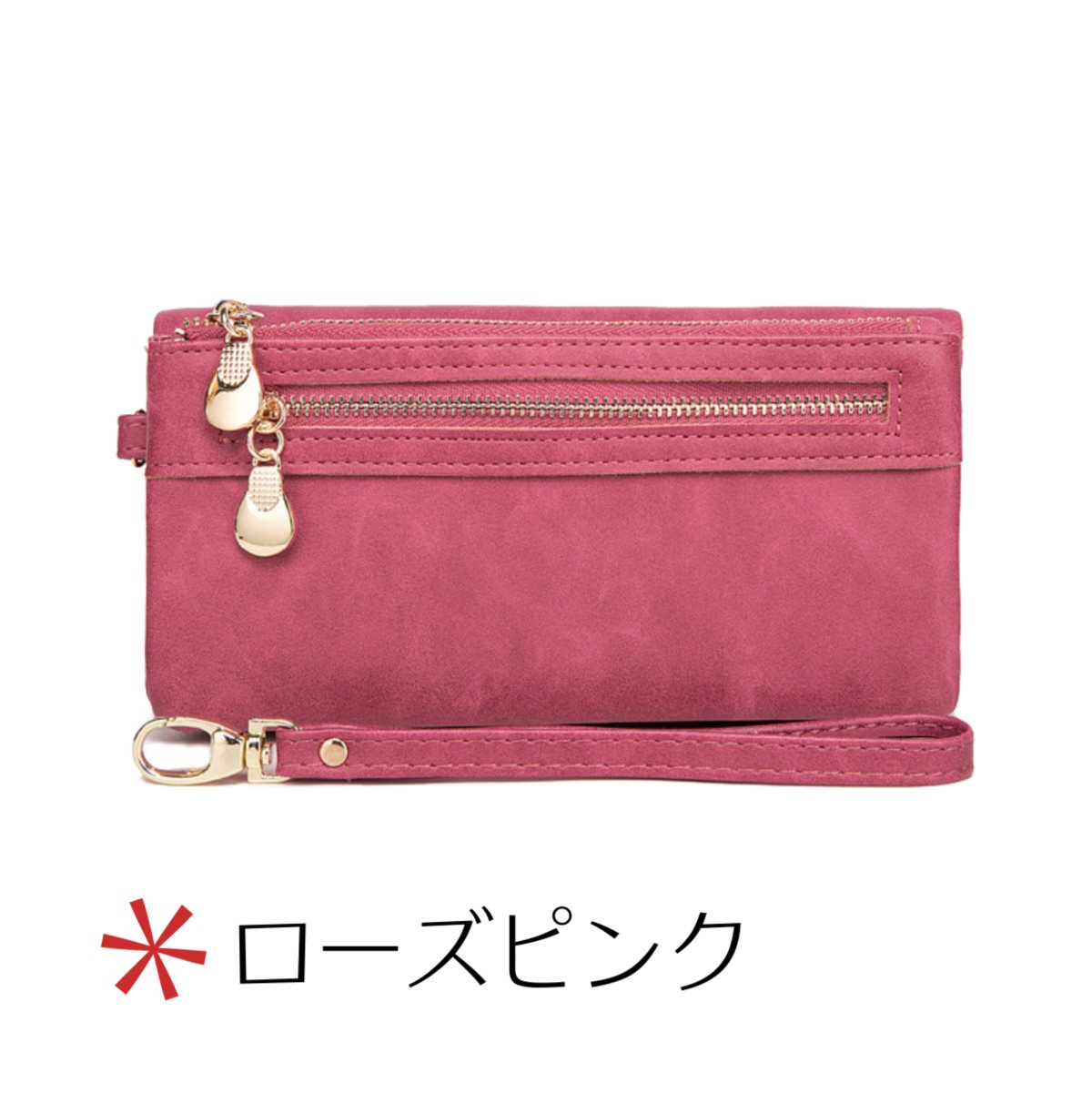 財布 レディース 二つ折り クラッチバッグ 大容量 使いやすい ストラップ付　長財布
