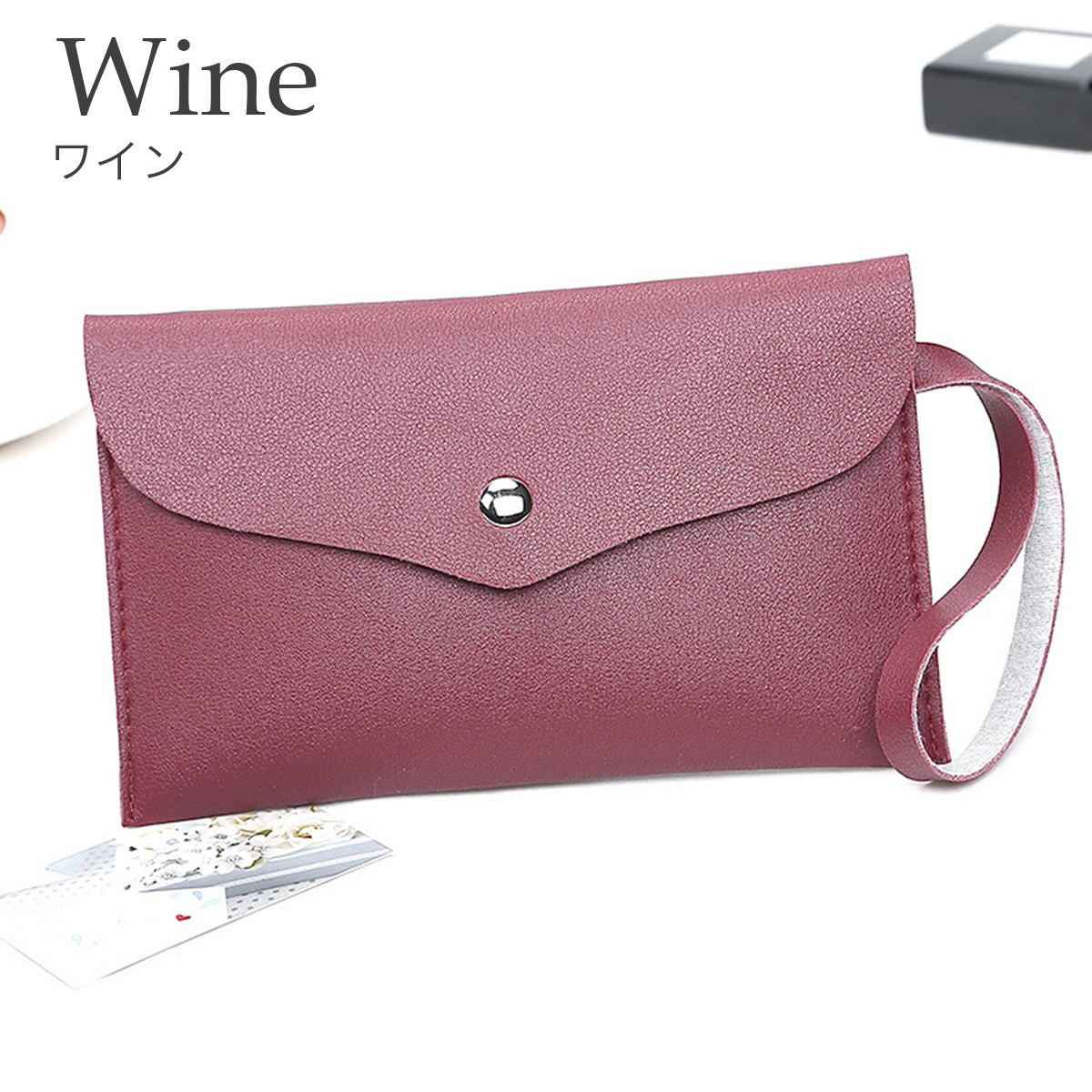 ポーチ 薄型 スリム 軽量 小物入れ 財布 カード PUレザー 合皮 
