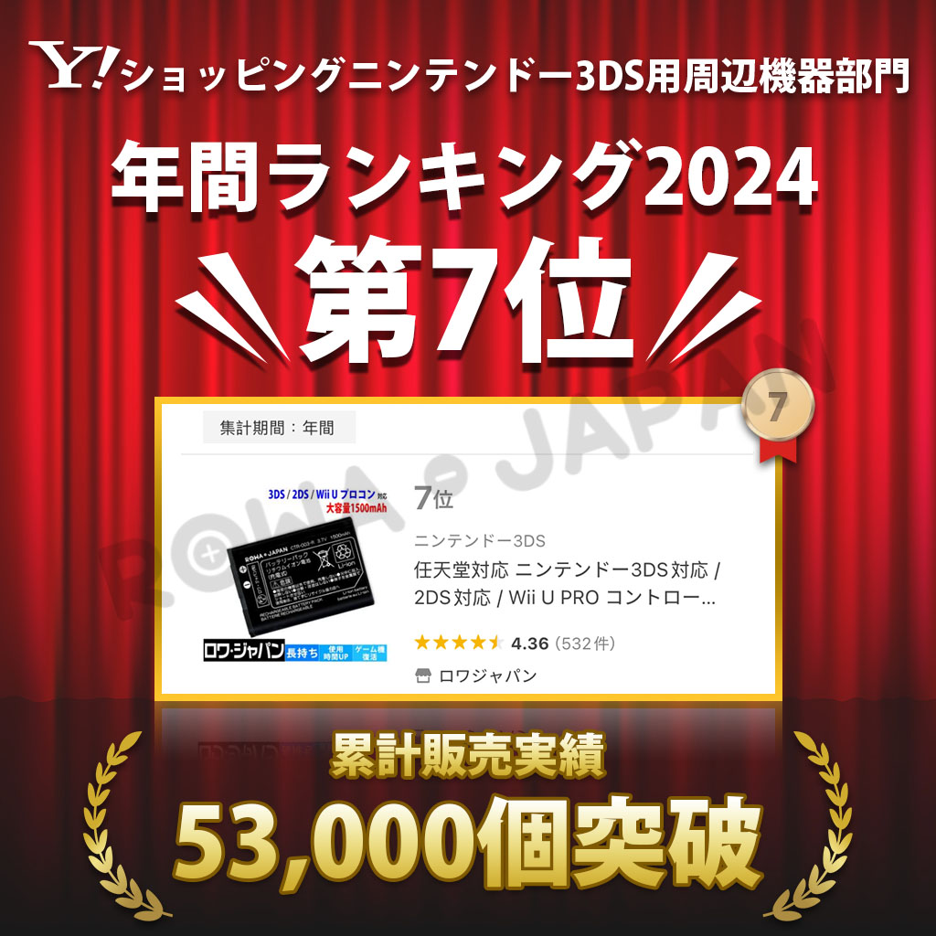 【互換品】 CTR-003対応 バッテリー ニンテンドー3DS対応 2DS対応 Wii U PRO コントローラー対応 交換用 任天堂対応 ロワジャパン 関連画像2