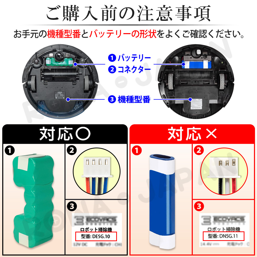 ECOVACS対応 ZJ1517-HFR DM88 互換 バッテリー Deebot 900 901 DE5G OZMO 610 DO3G 掃除機 対応【ロワジャパン】｜rowa｜02