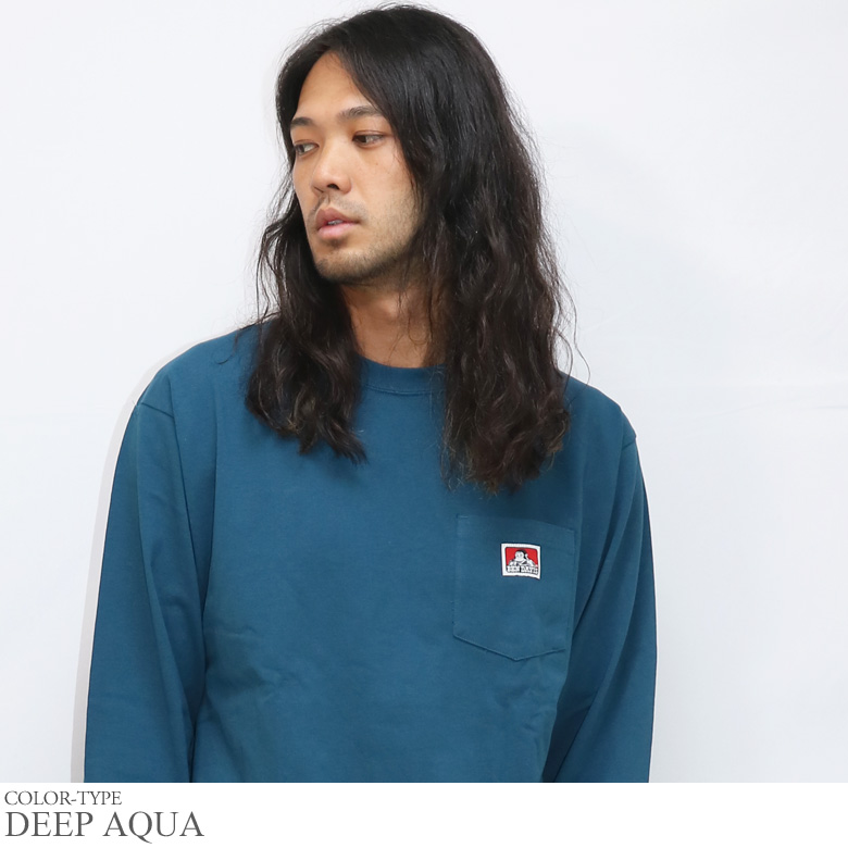 ロンT tシャツ 長袖 ロングスリーブTシャツ ポケット ワンポイント クルーネック 丸首 ブランド トップス メンズ レディース 2L LL 厚手 無地 新作 秋服 秋物 | BEN DAVIS | 03