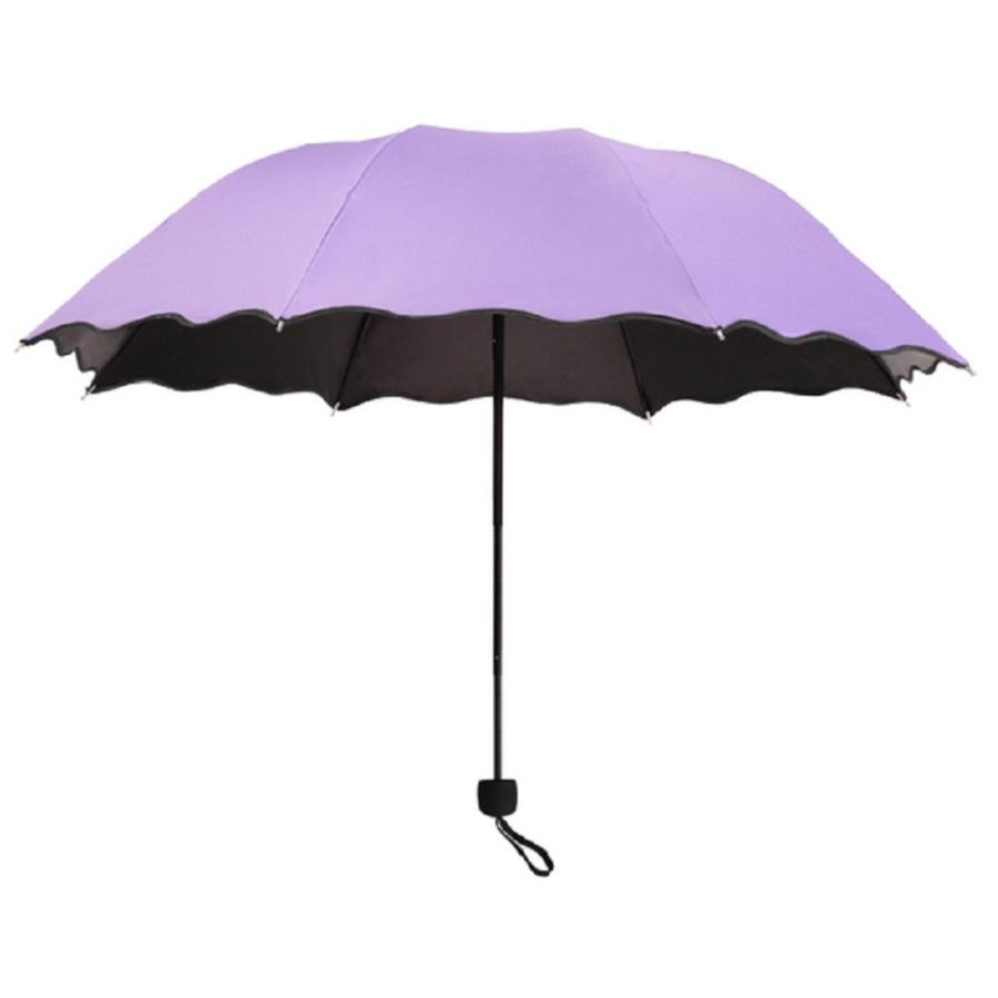日傘 折りたたみ傘 UVカット 晴雨兼用 大判 軽量 濡れるとかわいい花柄が浮き出る傘 ヘアゴム セット  6色｜royal-pine｜03