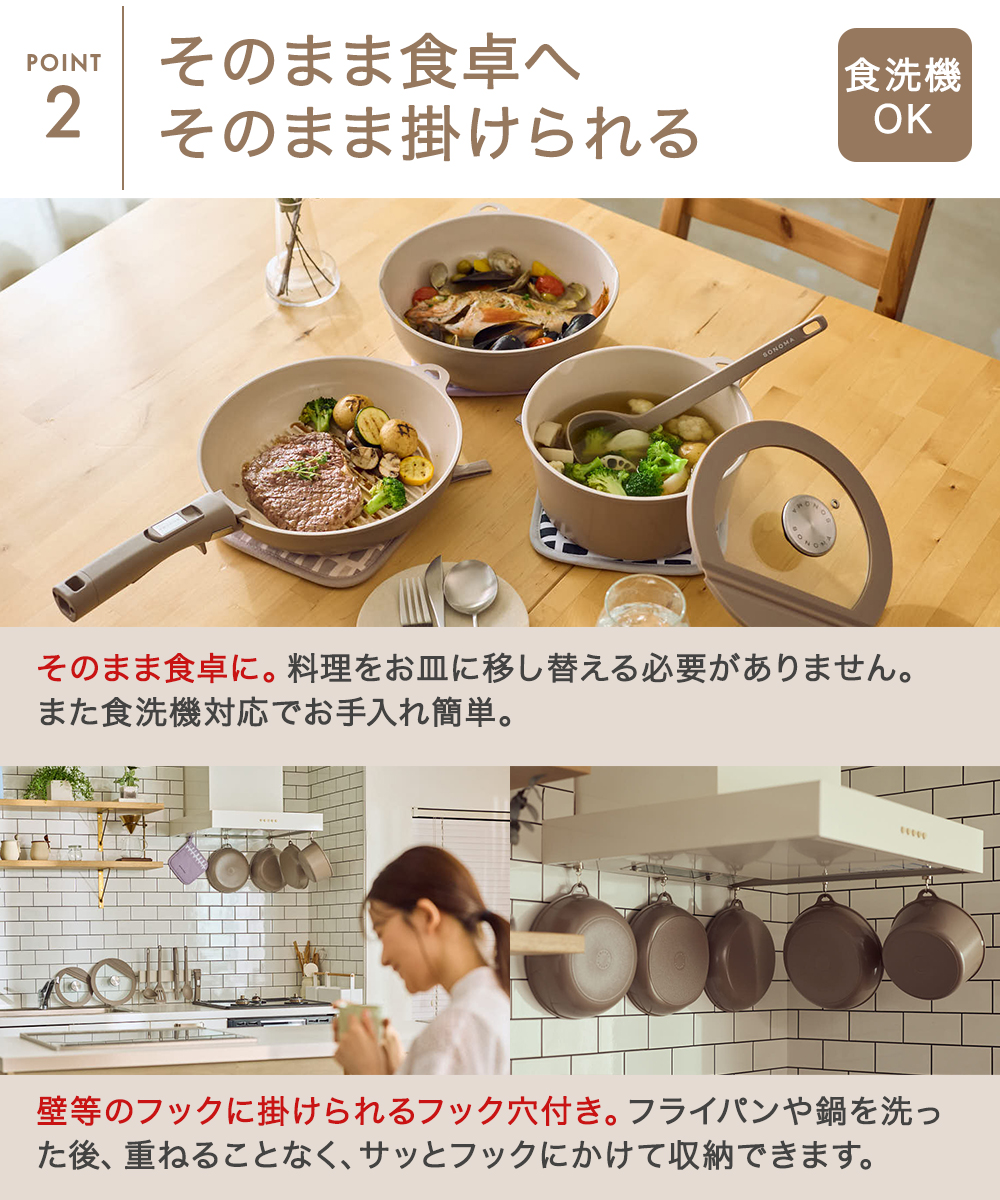 公式販売店】 フライパン セット SONOMA | IH ガス火対応 取っ手が