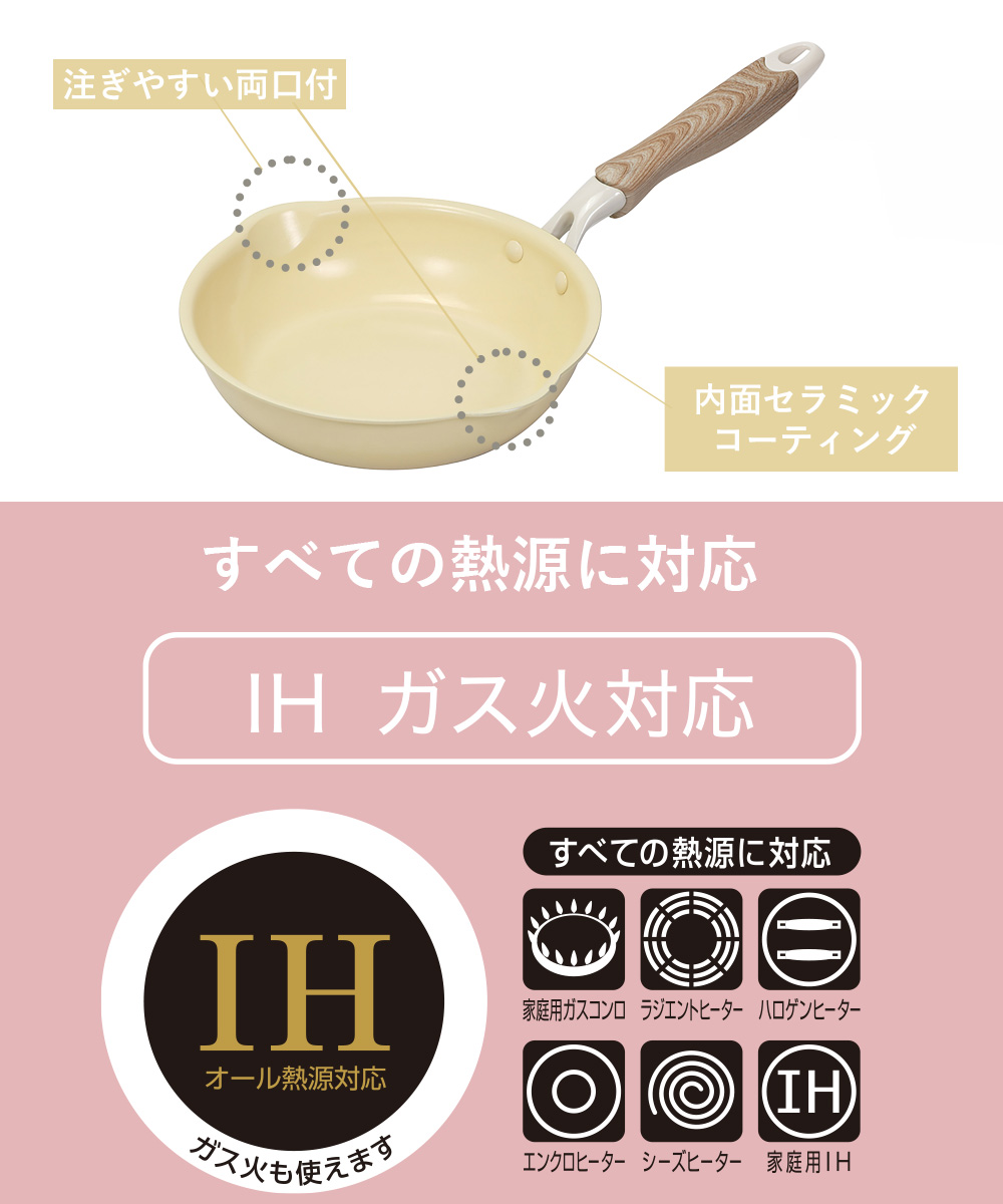 IHフライパン 20cm IH ガス火対応 セラミック毎日パン | ベストコ