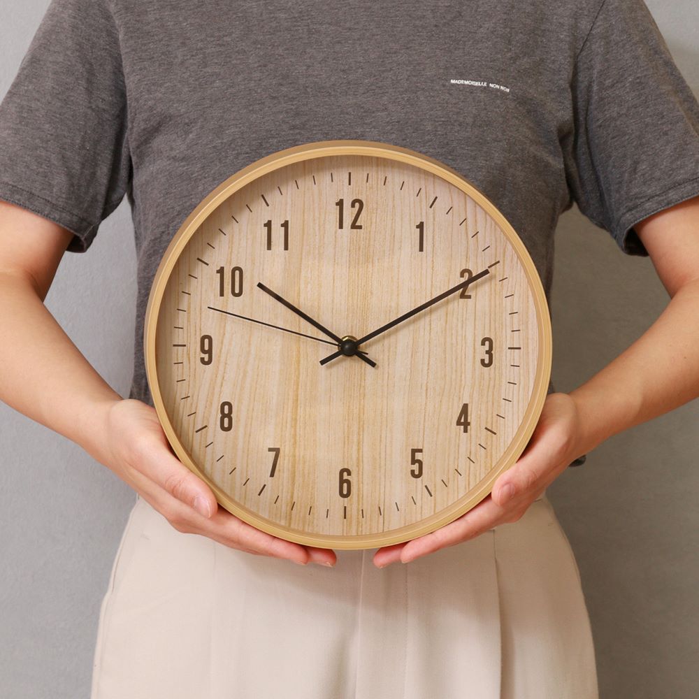 爆買 掛け時計 直径25cm ライフ 木目調 電池式 不二貿易 | 時計 壁掛け