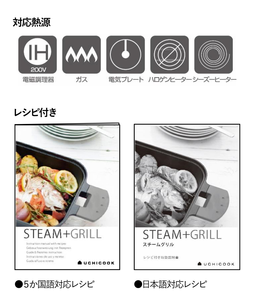 スチームグリル ステンレス スチールカバー UCHICOOK TN1369
