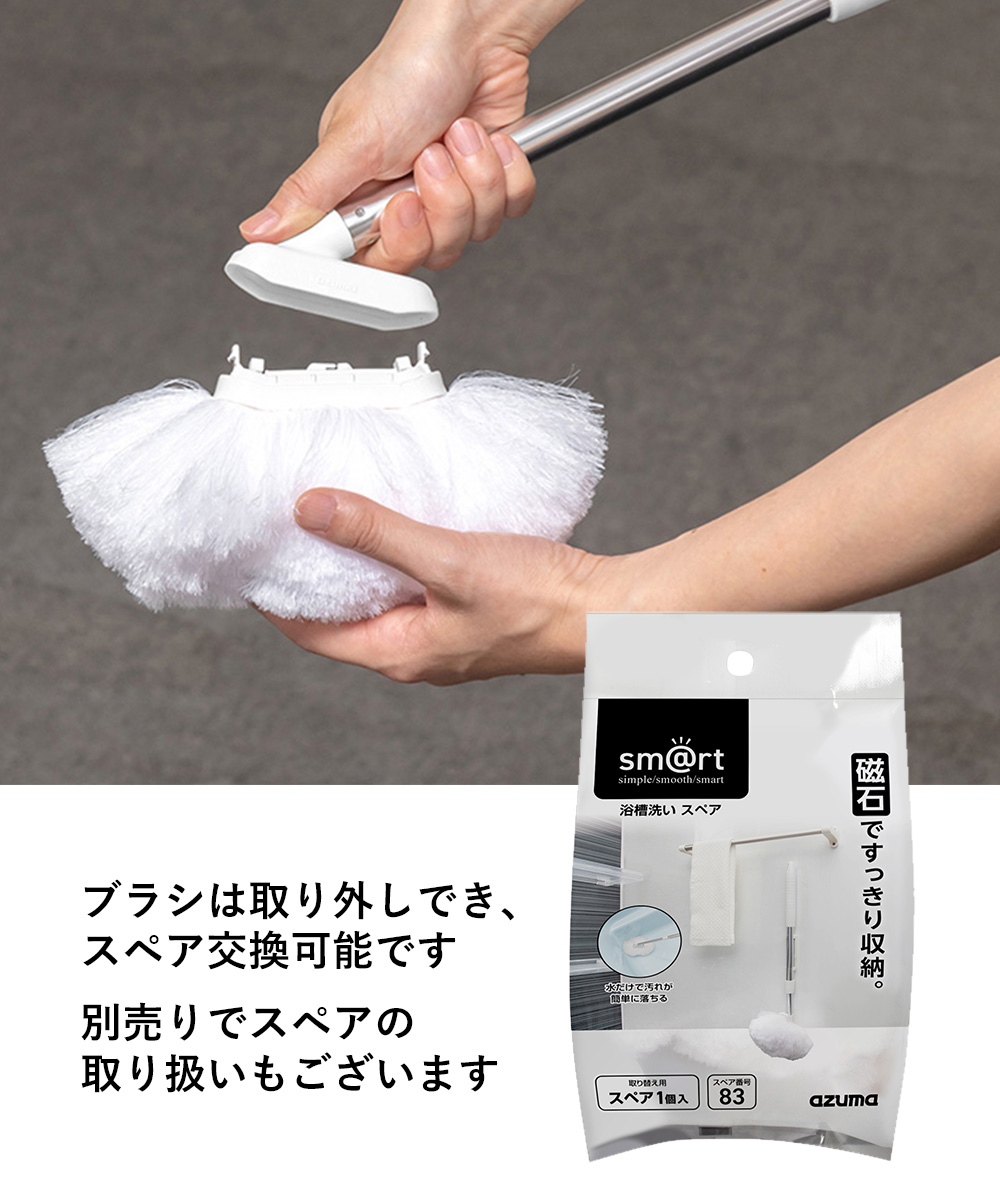 逆輸入 アズマ工業 日本製 スペアスポンジ 2枚セット お風呂用ブラシ sm@rt-SQA88 浴室床洗い 磁石ですっきり収納 浴槽 掃除 洗剤不要  S 浴室床洗いスペア:2個セット