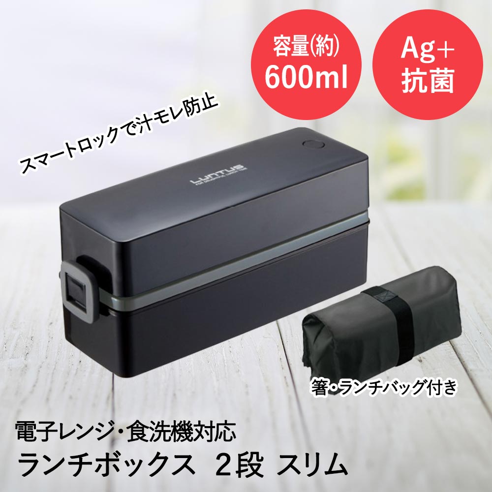 アスベル 弁当箱 2段 600ml ( 290ml + 310ml ) 食洗機対応 電子レンジ