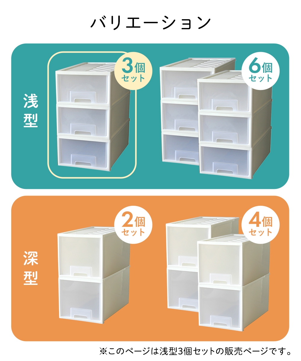 クローゼット 収納ケース 引き出し ファインコンテナ 浅型 3個セット