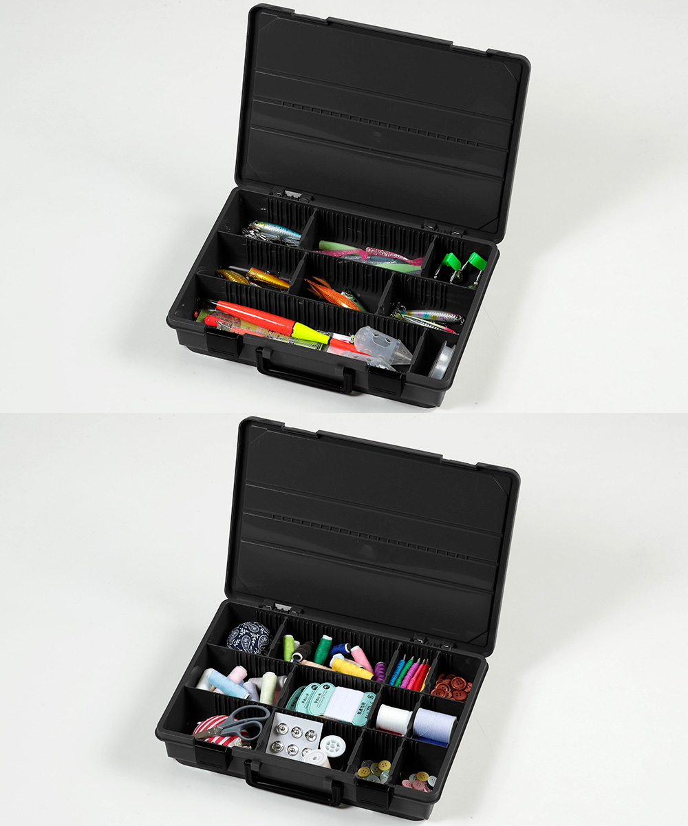 工具箱 パーツ ストレージケース ブラック MA-4032 Boite ベストコ おしゃれ プラスチック 道具箱 収納ボックス 裁縫箱 DIY  ハンドメイド フタ付 :N1105-S3:ロイヤル通販 通販 