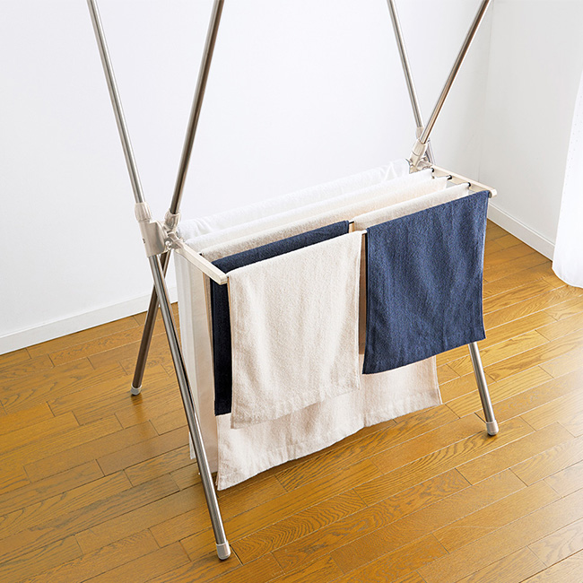 物干し 伸縮式 X型 ステンレス NY-275 | 室内物干し ラック 折りたたみ