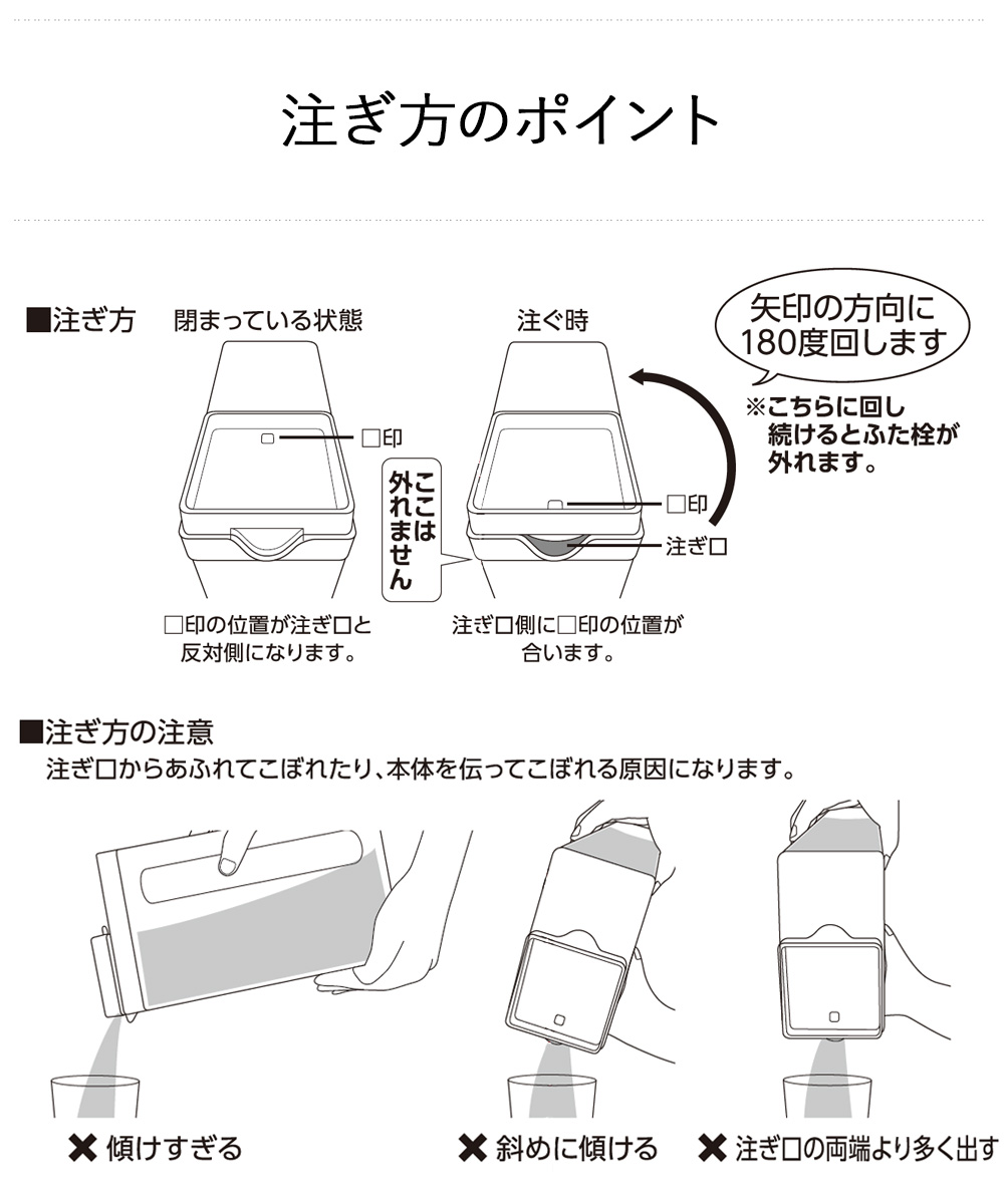 縦置き 横置き ウォーター ピッチャー 2.5L ワームグレー LD-482