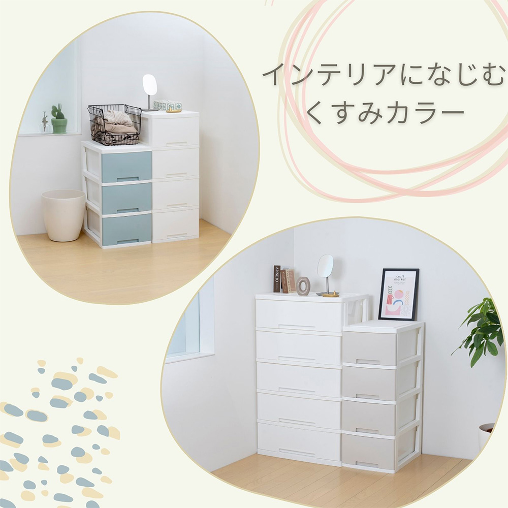 爆買 ニューライフスリム 収納ボックス 4段 キャスター付き グリーン