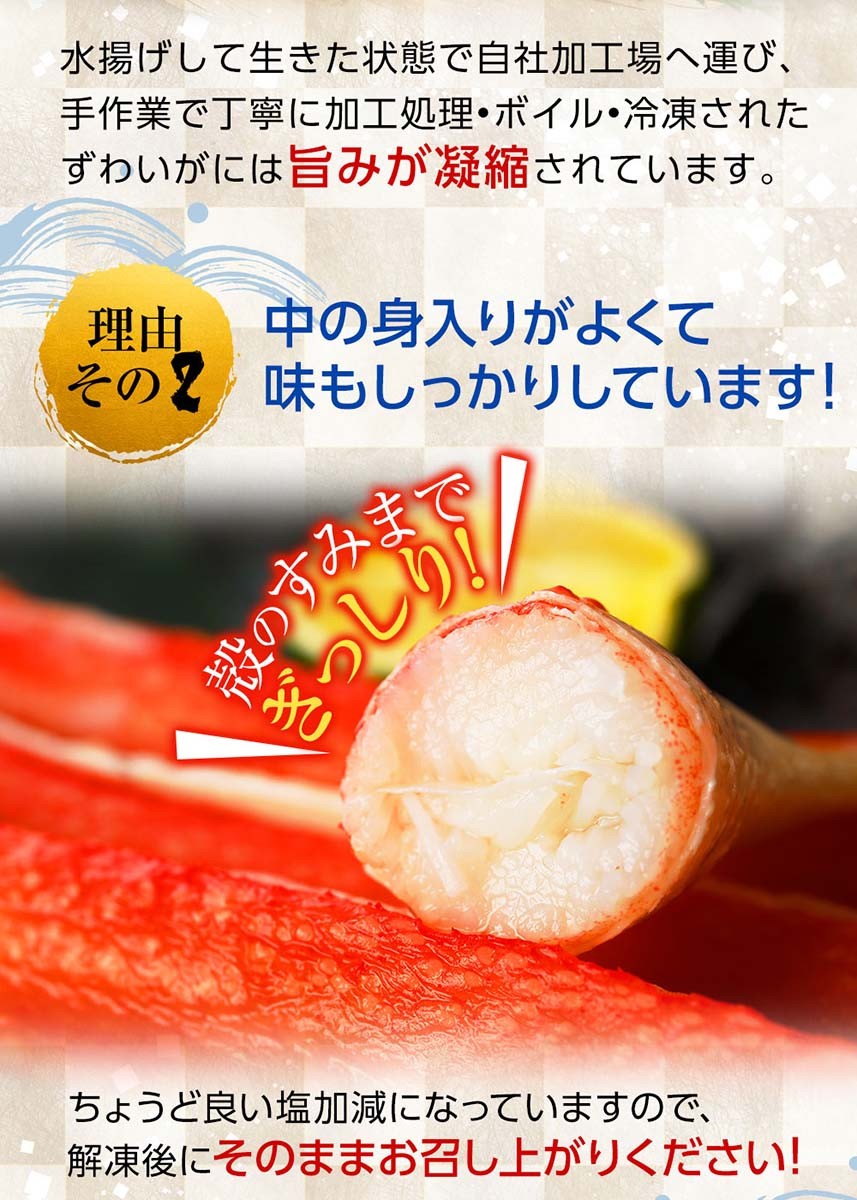 カニ かに 蟹 ずわいがに ボイル ポーション 1kg カニ脚 蟹爪 爪肉 肩肉 かにしゃぶ かに鍋 ロイヤルグリーンランド