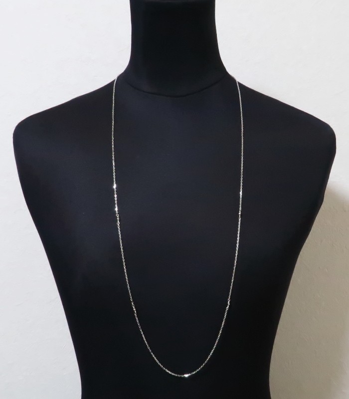 レディース ロングネックレス プラチナ pt850 ミラー シルバー925