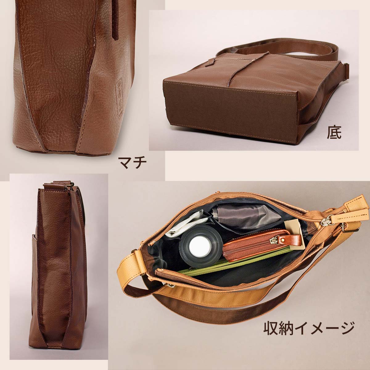 使い込むほどに愛着がわく牛革ショルダーバッグ 京都新装 メンズ 男性