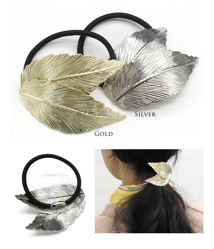 ヘアゴム おしゃれ リーフ キラキラ 大きめ 葉っぱ ヘアアクセサリー