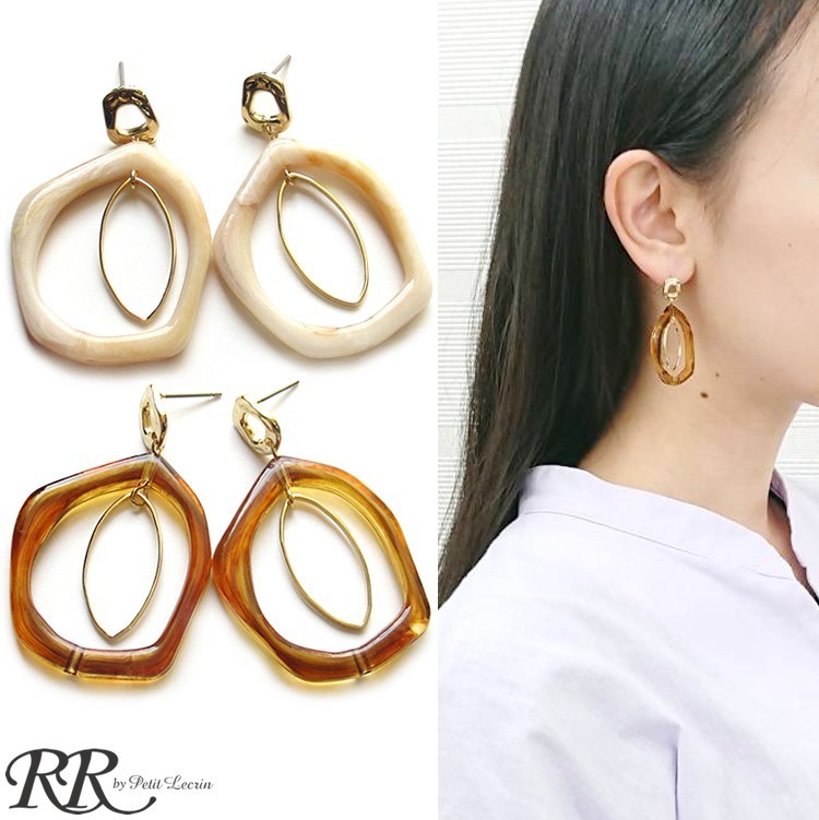 ピアス チタン ポスト アクリル パーツ マーブル メタル ピアス