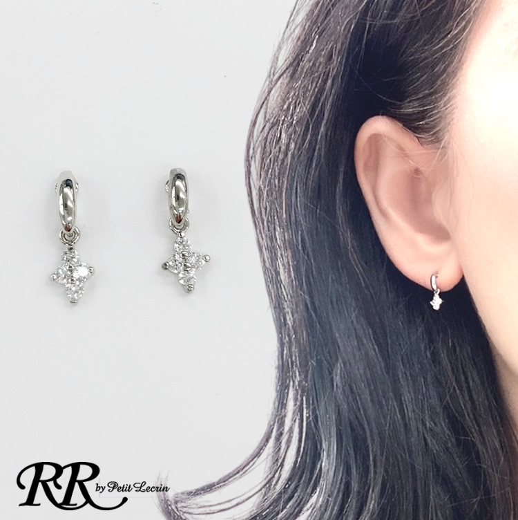ピアス クロス ストーン キュービックジルコニア キラキラ 金属