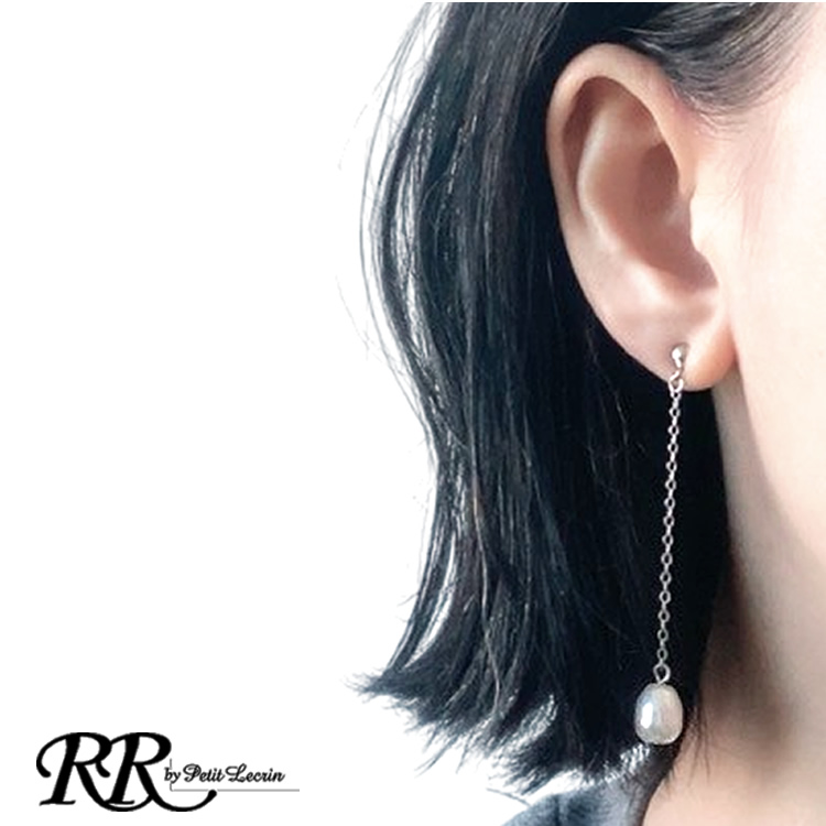 マグネットピアス パール ロングチェーン バロックパール ノンホール