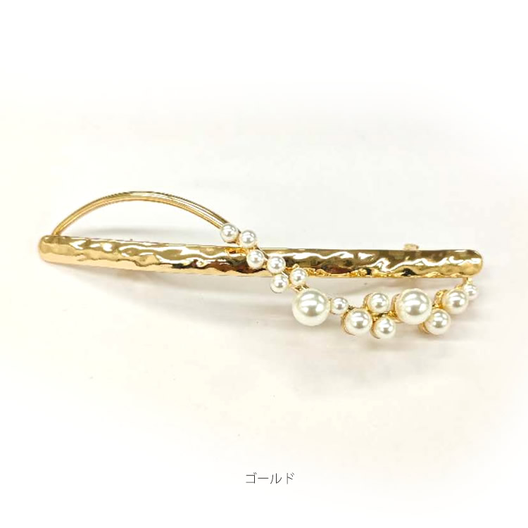 バレッタ レディース パール 大きめ 10cm 結婚式 入学式 卒業式