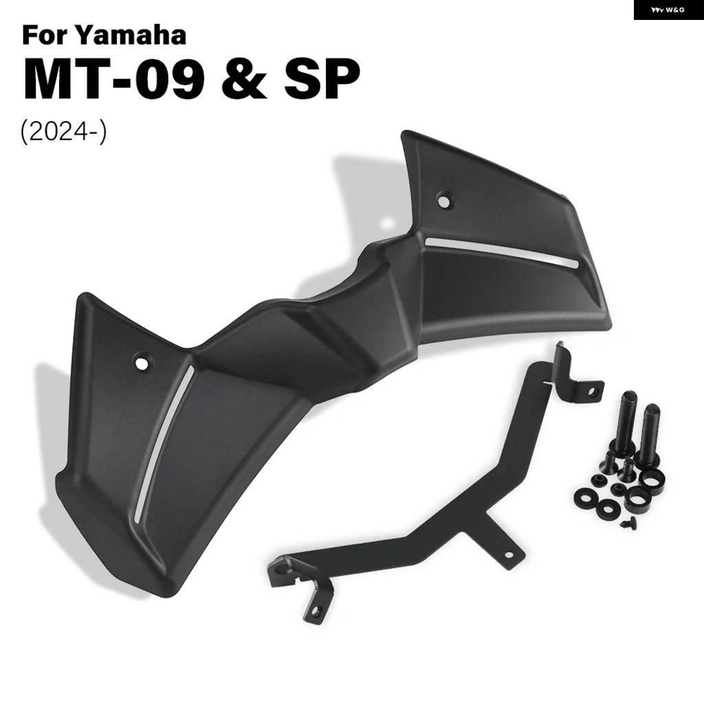 並行輸入品MT-09 SP 2024-2025年モデル用 ブラックダウンフォース ネイキッドフロントスポイラー ウィングレット 空力ウィングフロントスポイラー_1