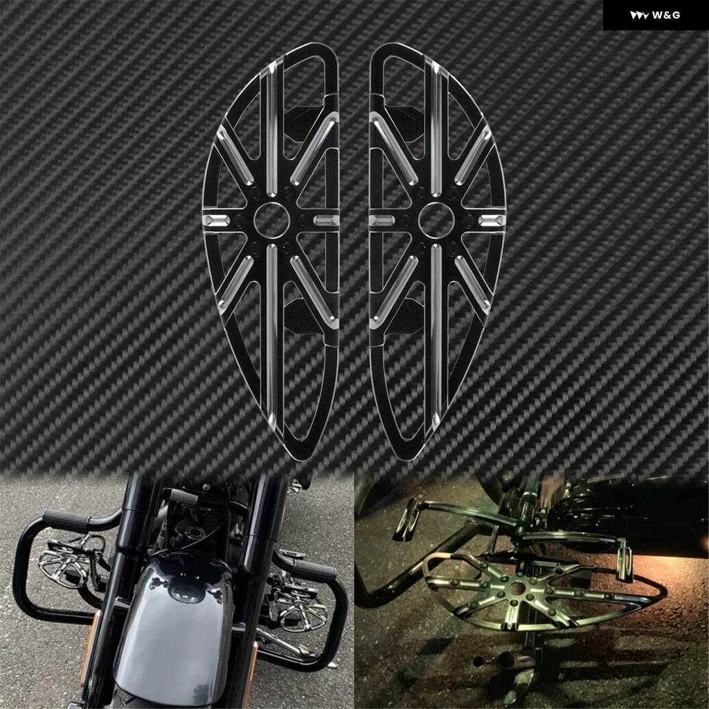 並行輸入品オートバイ フットレスト ペグ フロアボード パッセンジャー フットペグ ペダル ブラック/クローム ハーレー ツーリング ダイナ ソフテイル_3