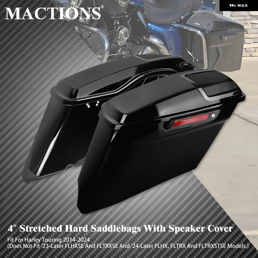 並行輸入品 バイク 4インチ ストレッチ ハード サドルバッグ スピーカー キット カバー ハーレー ツーリング ロードキング エレ_1