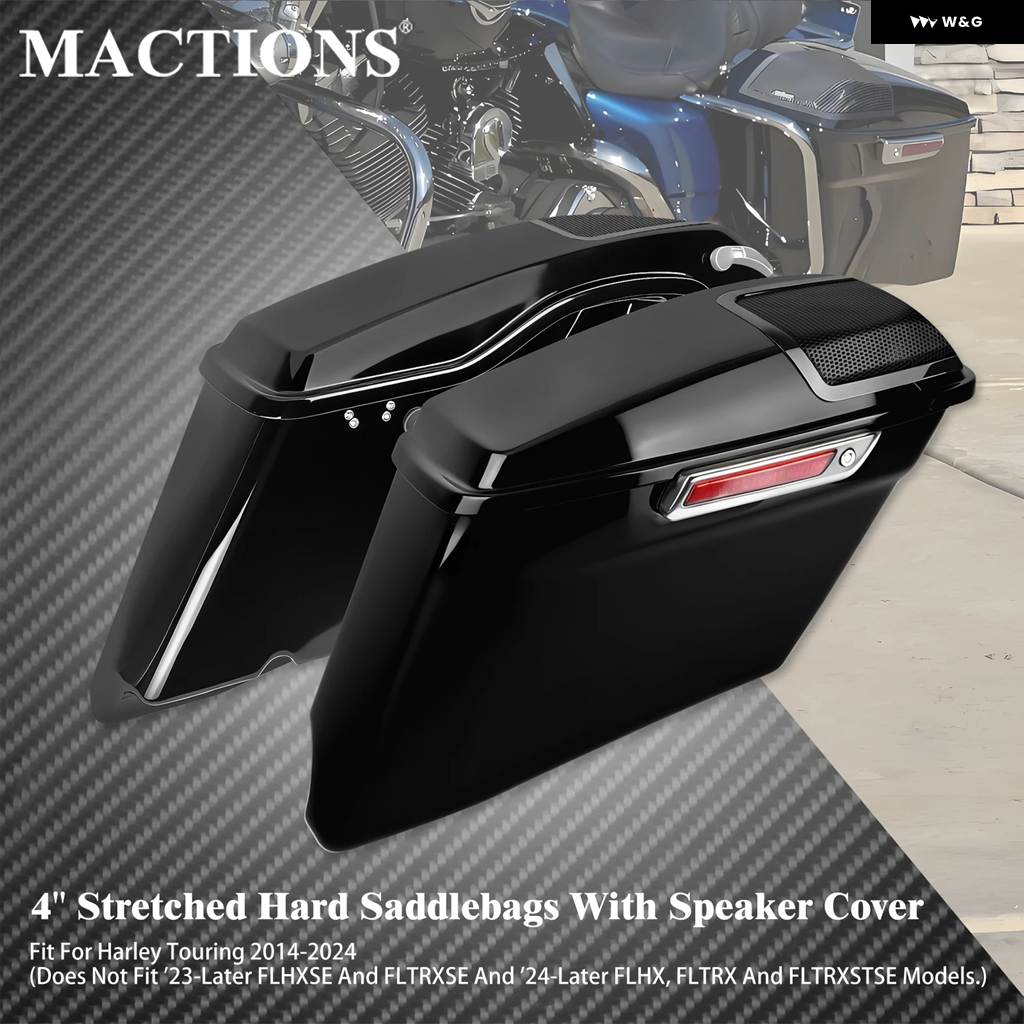 並行輸入品 バイク 4インチ ストレッチ ハード サドルバッグ スピーカー キット カバー ハーレー ツーリング ロードキング エレ_2