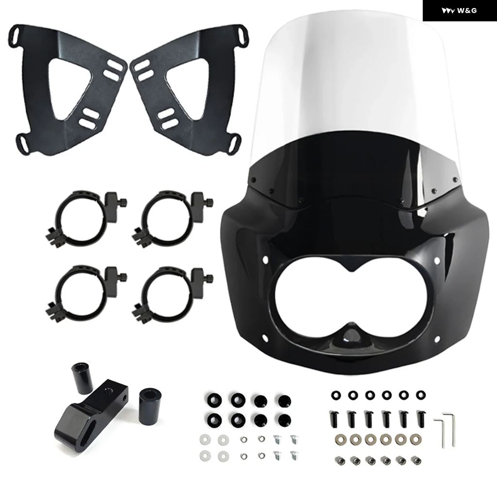 並行輸入品 11インチ/13インチ/15インチ オートバイ ウインドシールド ダイナ ファットボブ フェアリング ダブルランプ フェアリ_7