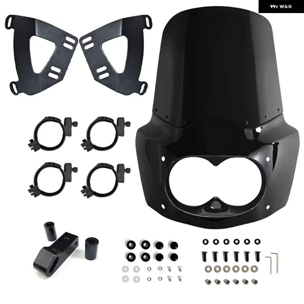 並行輸入品 11インチ/13インチ/15インチ オートバイ ウインドシールド ダイナ ファットボブ フェアリング ダブルランプ フェアリ_9