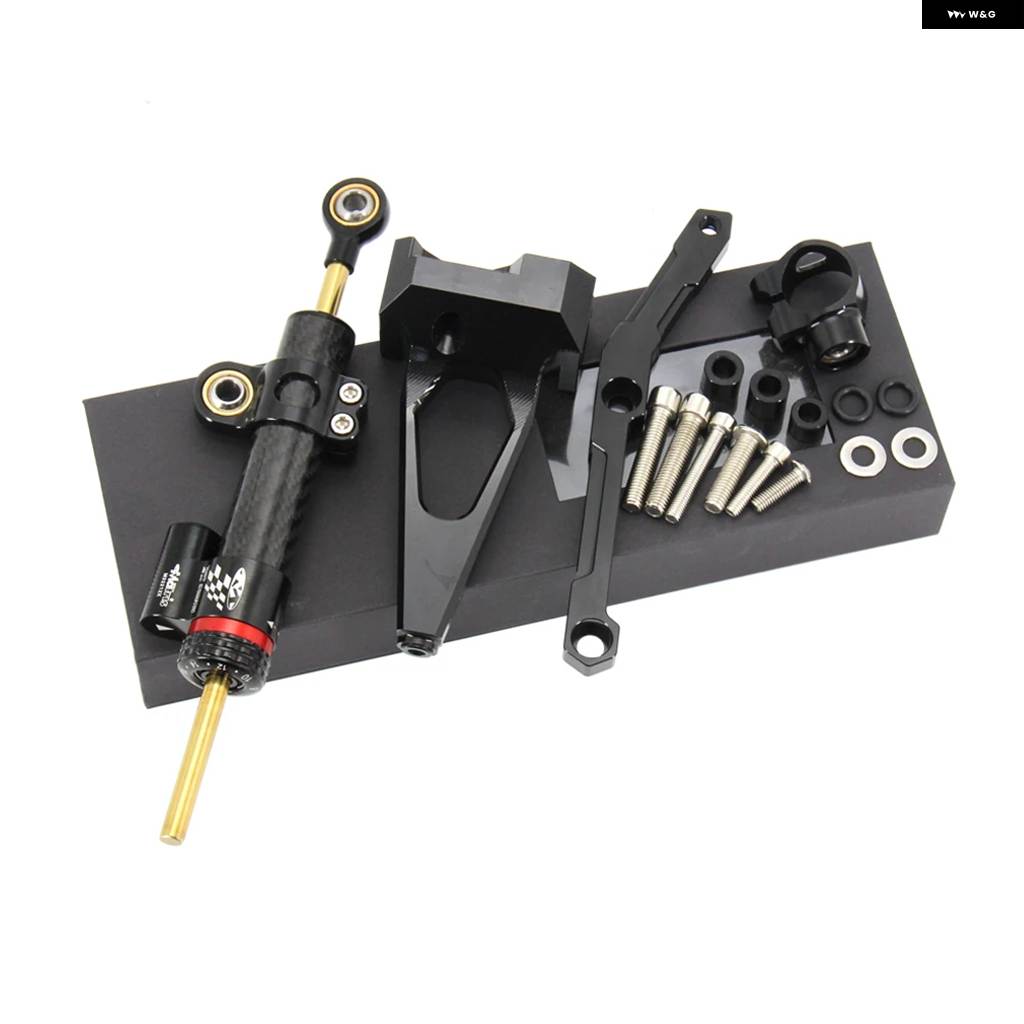 並行輸入品オートバイ カーボンステアリングスタビライズ ダンパー マウント ブラケット キット ヤマハ MT-09 MT09 FZ09 FZ-09 2013 2014 2015 - 2020_2