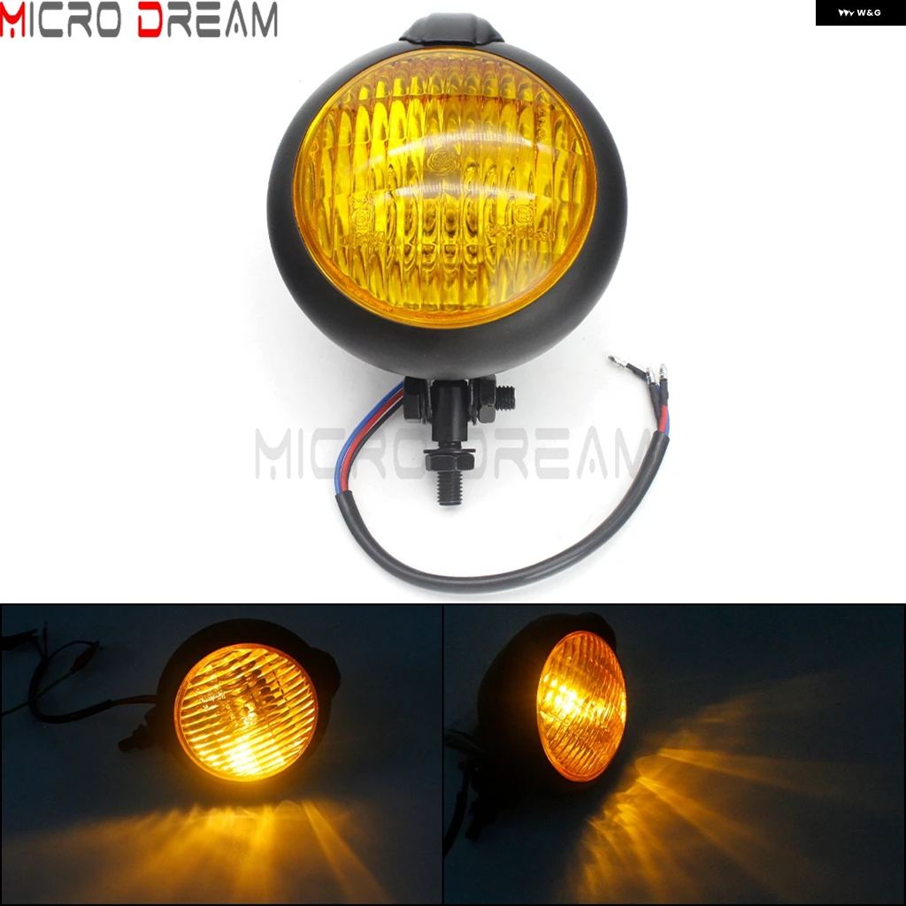 ブランド登録なし - 並行輸入品 自動二輪車 レトロ 前照灯 4.5in 上端照明ランプ ハーレー ホンダ ヤマハ BMW クリーヴァ H4 弁膜 向こう正面 ともし火
