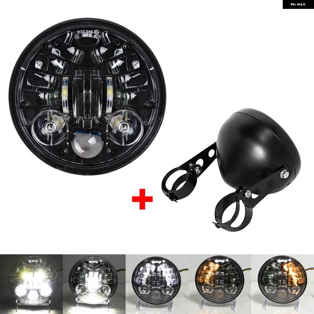並行輸入品 5-3/4インチラウンド ヘッドランプ ハーレー ダイナスポースター1200 883 5.75インチプロジェクター LED DRL H4モトの画像