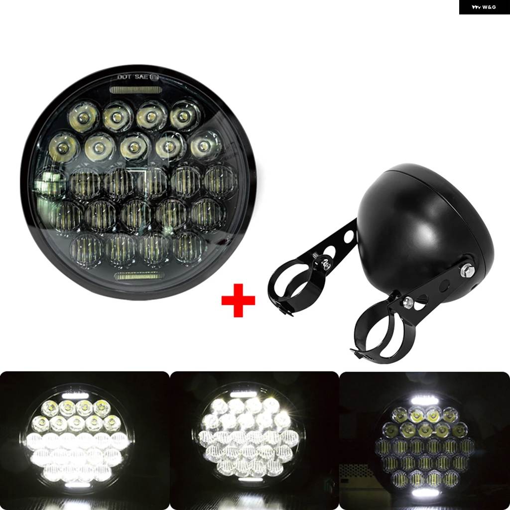 並行輸入品 5-3/4インチラウンド ヘッドランプ ハーレー ダイナスポースター1200 883 5.75インチプロジェクター LED DRL H4モトの画像