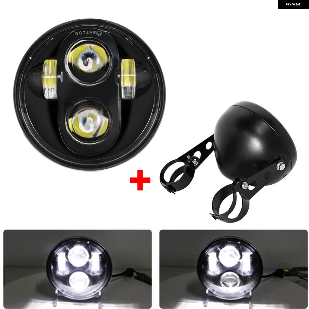 並行輸入品 5-3/4インチラウンド ヘッドランプ ハーレー ダイナスポースター1200 883 5.75インチプロジェクター LED DRL H4モトの画像