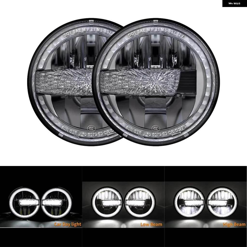 並行輸入品 バイク 7インチ LED ヘッドライト HALODRLランプ ハーレー ロッドファットボーイヘリテージソフテールスリムデラックススイッチ_2