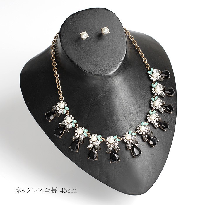 ネックレス パーティ ピアス 結婚式 演奏会 お呼ばれ パール ブラック