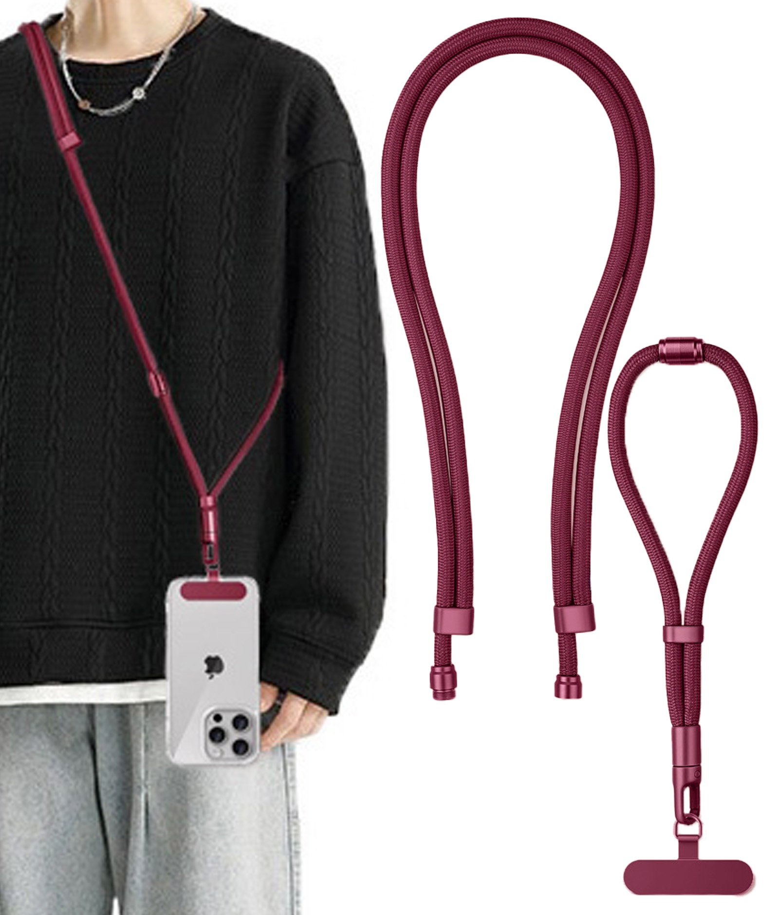 3WAY スマホストラップ 1本3役 手首/首掛け/斜め掛け ショルダー