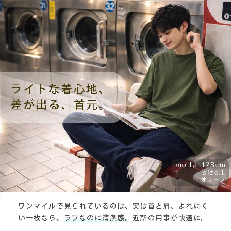 tシャツ メンズ 薄手 半袖 モデル画像